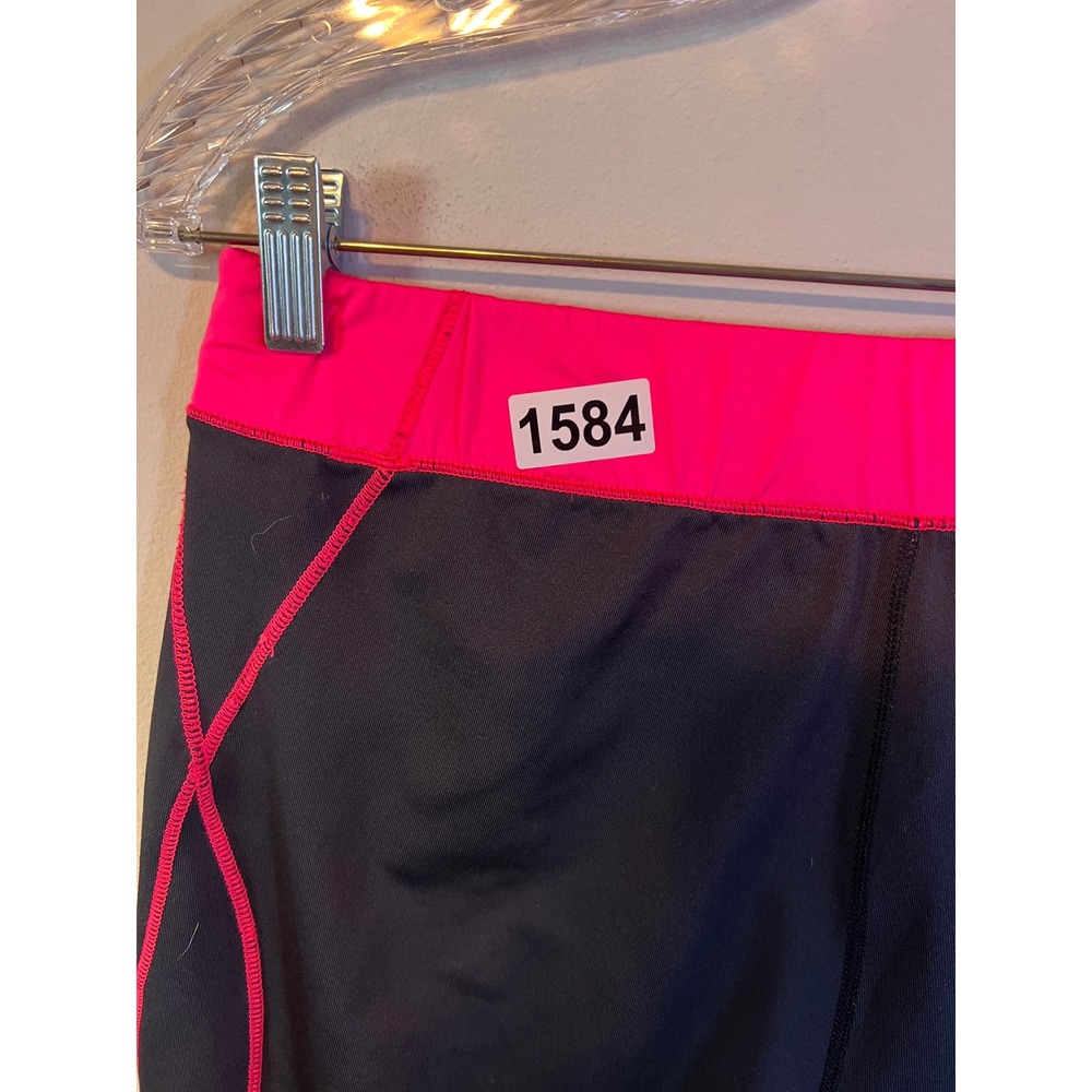 BCG Womens Capri Leggings Contrast Flatlock Stitch Black Pink Size L - Picture 6 of 6